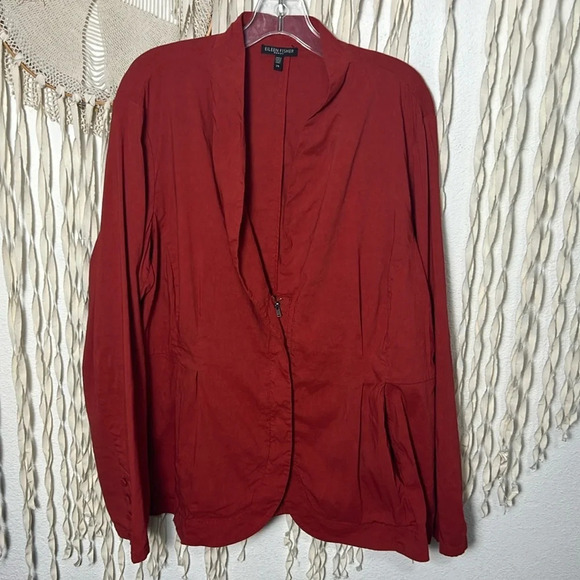 Eileen Fisher Woman Burnt Orange Unstructured Blazer Jacket Size 2X - Picture 1 of 8